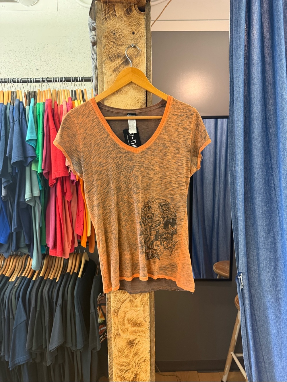 Vintage Harley Davidson womens orange graphic t-shirt